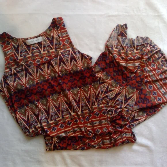 T-Bags Los Angeles Womens Long Beautiful Aztec Design Maxi Tank Dress - Picture 2 of 16